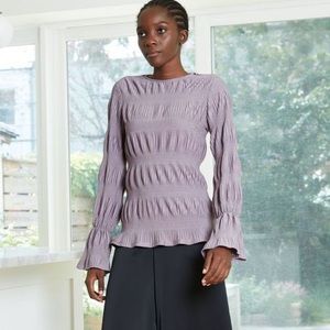 Prologue Ruffle Long Sleeve Crinkle Blouse